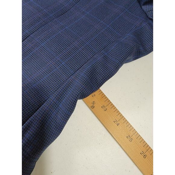 Hickey Freeman Men's Navy Blue Plaid Dual Vent Lapel Sport Coat Suit Jacket- 46L - Picture 6 of 8
